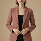Women’s Wool Blazer Jacket with Notch Lapel Single Button Closure and Front Pockets 3