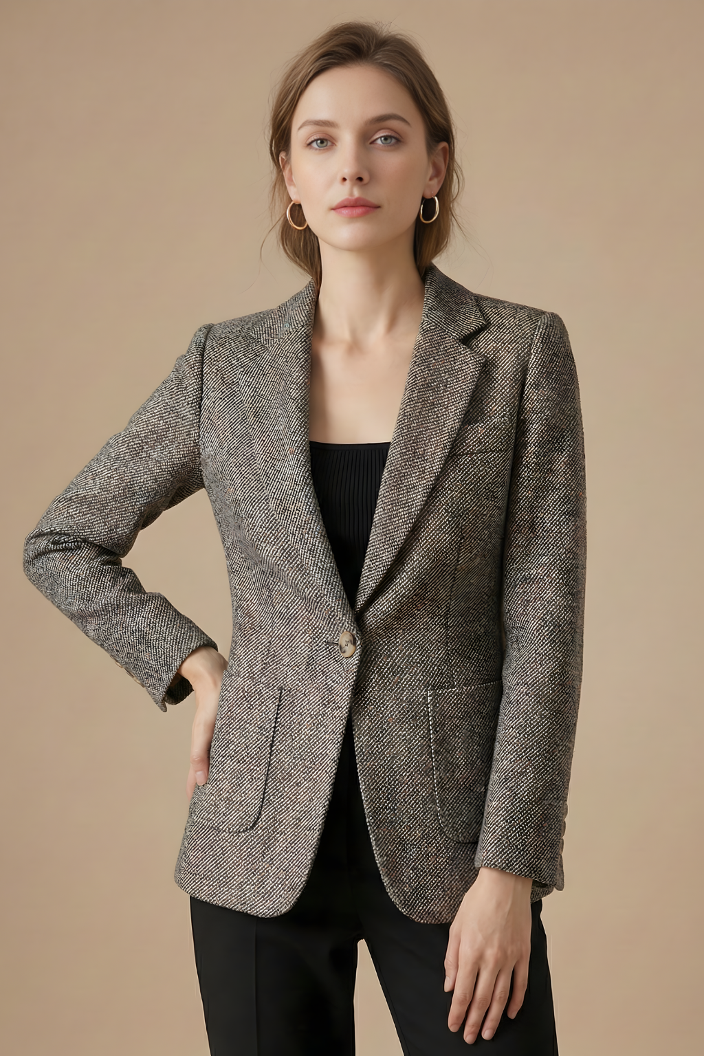 Single-Button Blazer Jacket – Notch Lapel Wool Coat – Zoe Sydney