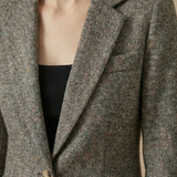 Women’s Wool Blazer Jacket with Notch Lapel Single Button Closure and Front Pockets 6