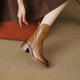 Women’s Zip-Up Ankle Boots with Block Heel and Side Zipper Detail 3