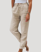 Women’s casual linen trousers summer drawstring lightweight 1
