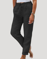Women’s casual linen trousers summer drawstring lightweight 2