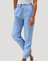Women’s casual linen trousers summer drawstring lightweight 3