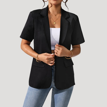 Women's classic short-sleeve black blazer 0