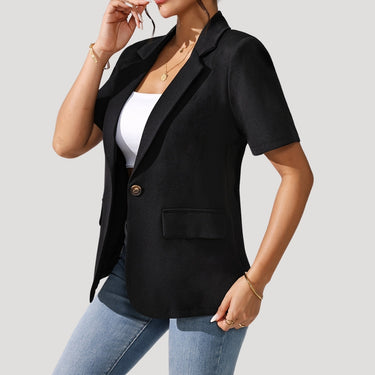 Women's classic short-sleeve black blazer 1