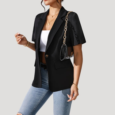 Women's classic short-sleeve black blazer 2