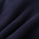 Women’s navy knit cardigan with denim trim 3