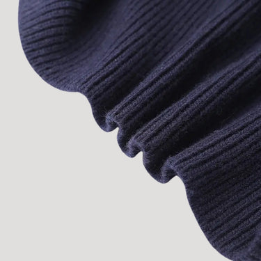 Women’s navy knit cardigan with denim trim 7