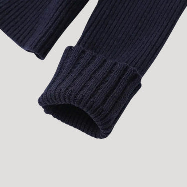 Women’s navy knit cardigan with denim trim 8