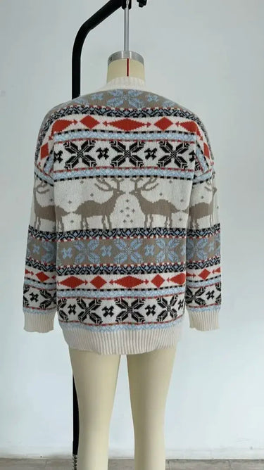 Y2k Style 2025 Winter Women Christmas Sweaters Allover Print Oversized Jumpers Full Sleeve Knitwear Warm Thick Knit Pullover Top 5