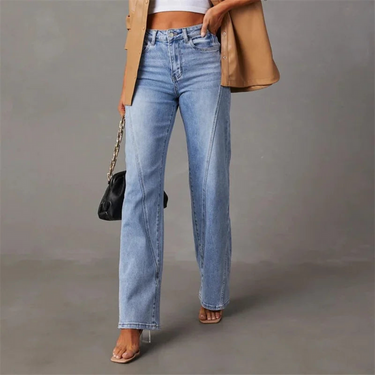 Zoe - Wide-Leg High-Waisted Denim Jeans 0