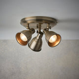 Antique Brass Round Spotlight With Three Adjustable Lights - Image 2