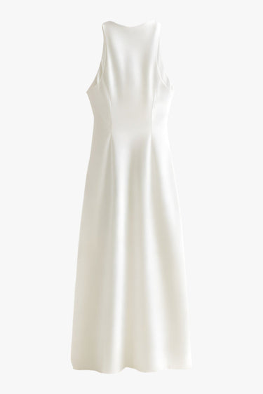 Bias Cut Cowl Neck Satin Midi Dress