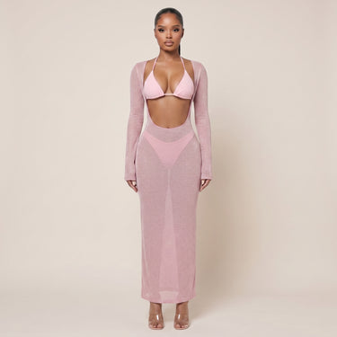 Bikini With Matching Cover Up Flattering Maxi Dress Cut-Out - hero