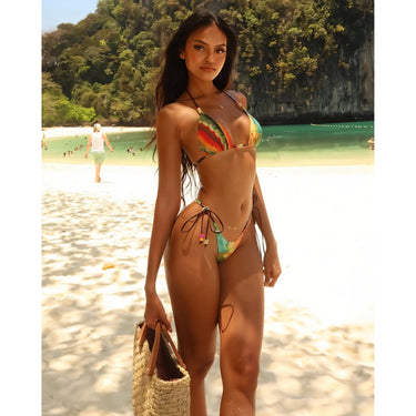 Bikini Set Flattering Two-Piece Swimsuit Lace-Up - Image 5