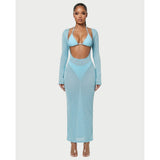 Bikini With Matching Cover Up Flattering Maxi Dress Cut-Out - Image 13