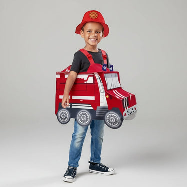 Boys' Halloween Firefighter Costume With Fire Chief Badge And Reflective Stripes For Authentic Details - Image 4