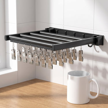 Clothes Drying Rack with Space-Saving Foldable and Clip-On - scale