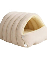 Corduroy Semi-Closed Tent Cat Bed With Washable Fleece Lining - Image 9