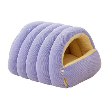 Corduroy Semi-Closed Tent Cat Bed With Washable Fleece Lining - Image 10