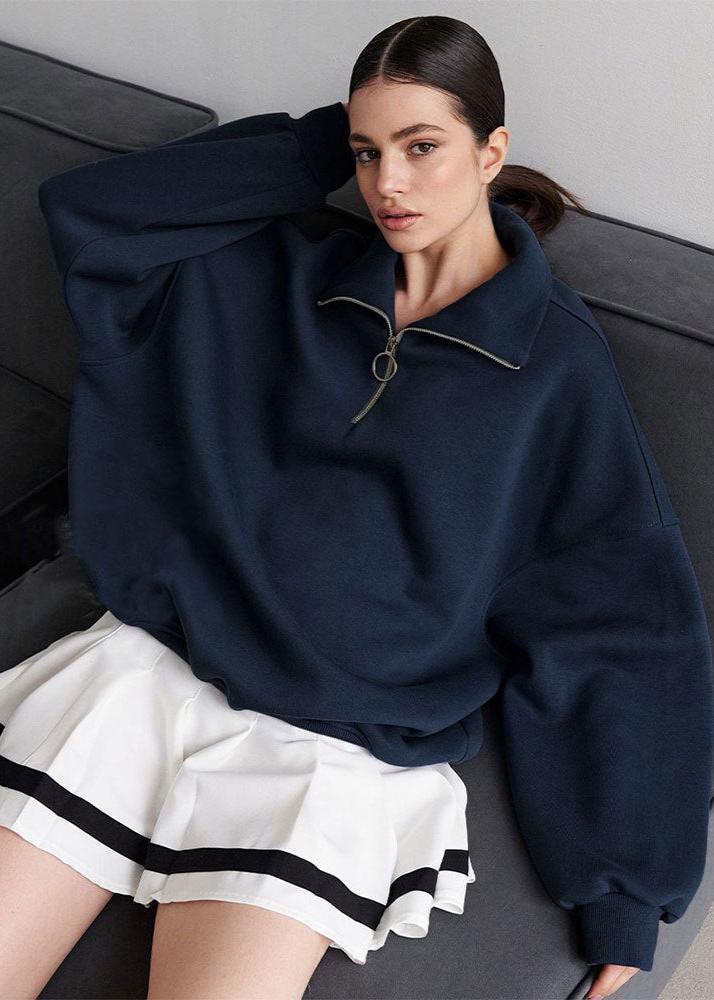 Relaxed Fit Zip-Up Sweater