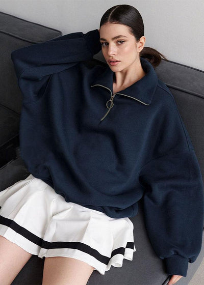 Relaxed Fit Zip-Up Sweater