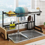 Dish Drying Rack Over Kitchen Sink Stainless Steel Organizer With Large Storage Shelves - Image 9