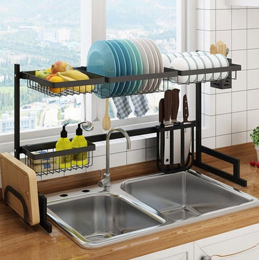 Dish Drying Rack Over Kitchen Sink Stainless Steel Organizer With Large Storage Shelves - Image 9
