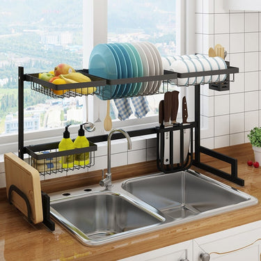 Dish Drying Rack Over Kitchen Sink Stainless Steel Organizer With Large Storage Shelves - Image 5