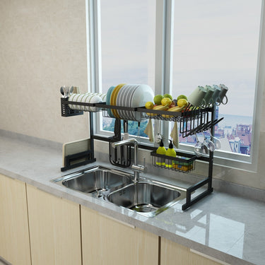 Dish Drying Rack Over Kitchen Sink Stainless Steel Organizer With Large Storage Shelves - Image 8