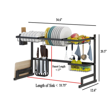 Dish Drying Rack Over Kitchen Sink Stainless Steel Organizer With Large Storage Shelves - Image 7