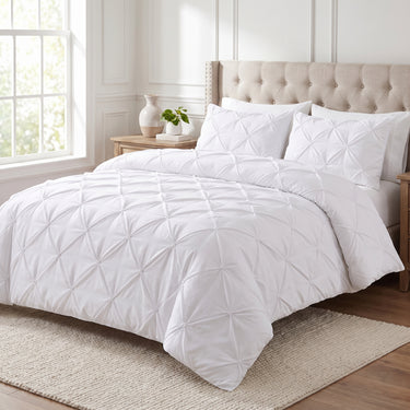 Duvet Cover Set Quilted Diamond Pintuck Bedding - Image 2