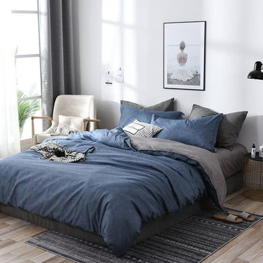 Duvet Cover Set Reversible Microfiber Gradient Solid Design - Image 6