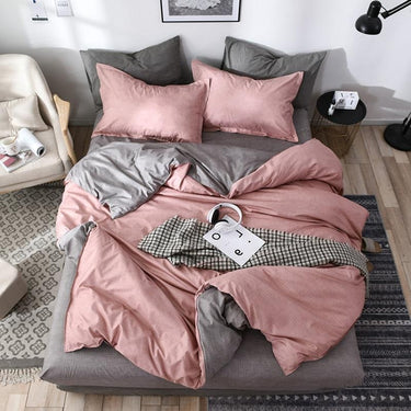 Duvet Cover Set Reversible Microfiber Gradient Solid Design - Image 4