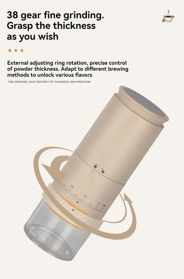 Electric Coffee Grinder USB-C Rechargeable With 38 Adjustable Burr Grind Settings - Image 7