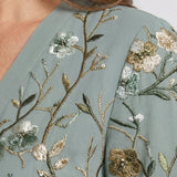 Embroidered Floral V-Neck Maxi Dress - Holiday and Wedding Guest Summer Dress