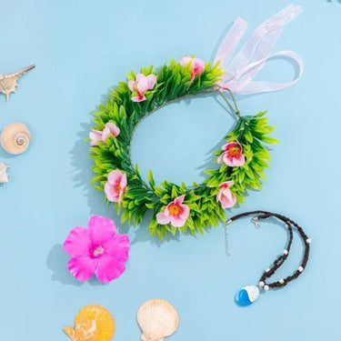 Flower Crown Necklace Set Halloween Costume Accessories And With Tropical And Beads - Image 2