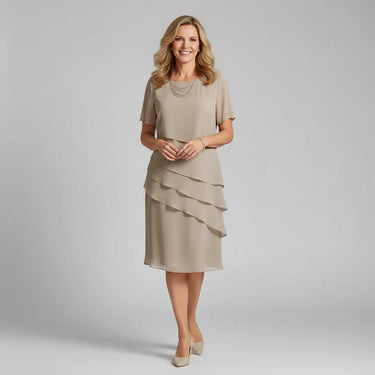 Flutter Sleeve Tiered Chiffon Dress for Women