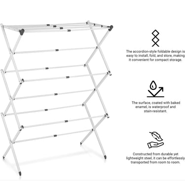 Foldable Clothes Drying Rack With 3-Tier Multi-Level Design Portable Garment Drying Rack For Indoor & Outdoor Use Lightweight And Easy Storage - Image 4