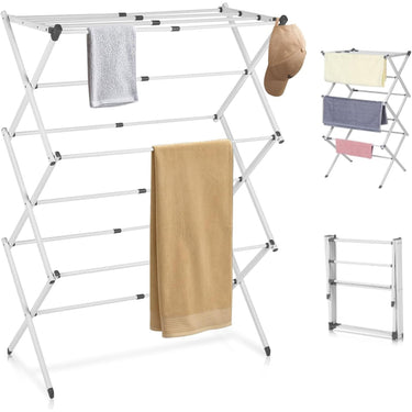 Foldable Clothes Drying Rack With 3-Tier Multi-Level Design Portable Garment Drying Rack For Indoor & Outdoor Use Lightweight And Easy Storage - Image 1