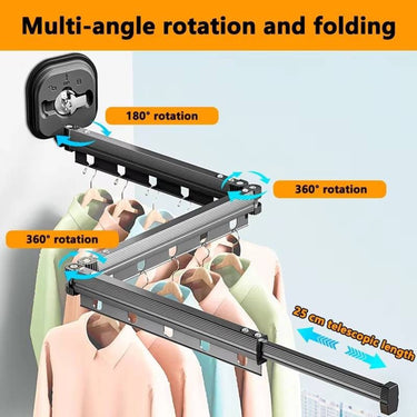 Folding Clothes Drying Rack With 360° Rotation And Telescopic Design For Space-Saving Cloth - Image 3