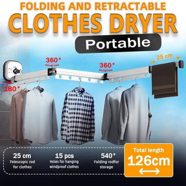 Folding Clothes Drying Rack With 360° Rotation And Telescopic Design For Space-Saving Cloth - Image 7
