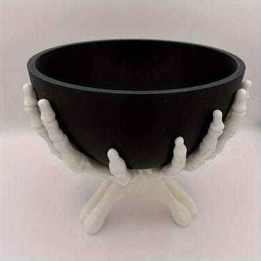 Halloween Candy Bowl With White Skeleton Hands Plastic Matte Black Design Detachable Components For Indoor Seasonal Use And Decor - Image 6