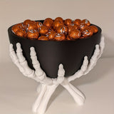 Halloween Candy Bowl With White Skeleton Hands Plastic Matte Black Design Detachable Components For Indoor Seasonal Use And Decor - Image 7