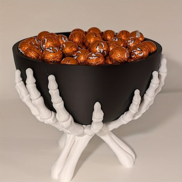 Halloween Candy Bowl With White Skeleton Hands Plastic Matte Black Design Detachable Components For Indoor Seasonal Use And Decor - Image 7