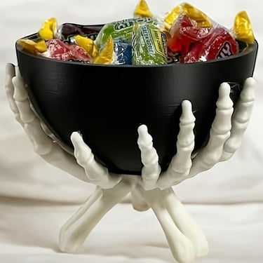 Halloween Candy Bowl With White Skeleton Hands Plastic Matte Black Design Detachable Components For Indoor Seasonal Use And Decor - Image 5