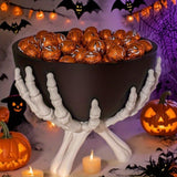 Halloween Candy Bowl With White Skeleton Hands Plastic Matte Black Design Detachable Components For Indoor Seasonal Use And Decor - Image 3