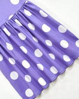 Halloween Costume For Purple Polka Dot Princess With Flutter Sleeves And A-Line Silhouette Easy Slip-On Design For All-Day Wear - Image 6
