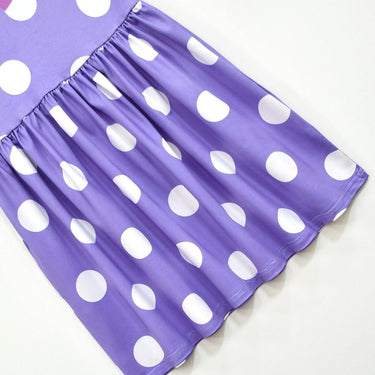 Halloween Costume For Purple Polka Dot Princess With Flutter Sleeves And A-Line Silhouette Easy Slip-On Design For All-Day Wear - Image 6