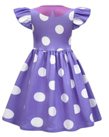 Halloween Costume For Purple Polka Dot Princess With Flutter Sleeves And A-Line Silhouette Easy Slip-On Design For All-Day Wear - Image 4